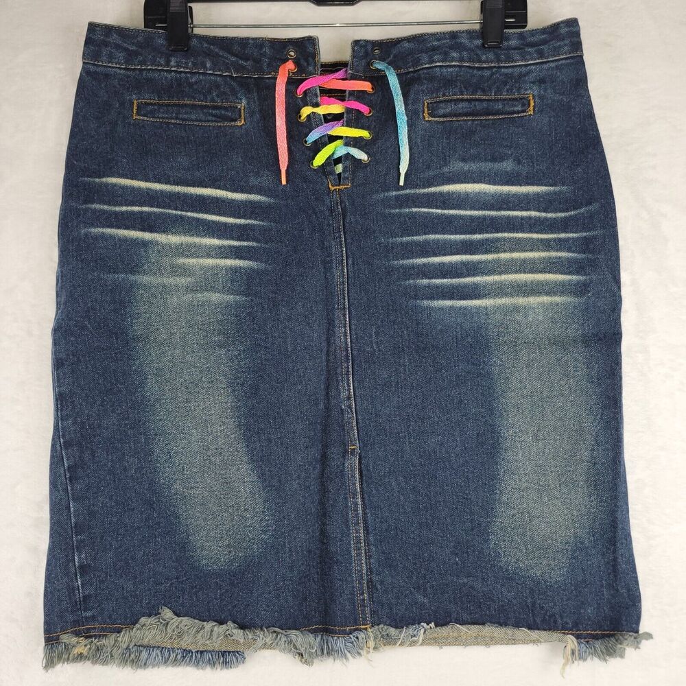 Route 66 Denim Jean Skirt Size 14 Low Rise Y2K Vintage Style